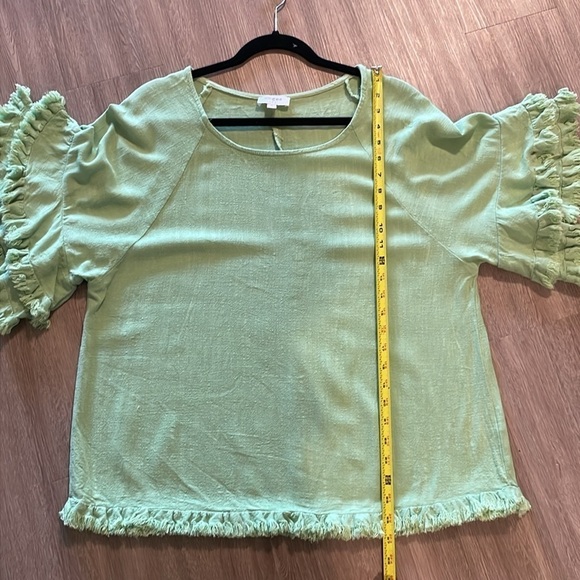 Umgee Women’s Tunic Medium Green Linen Cotton Blend Longline Oversized Tiered - Picture 14 of 15